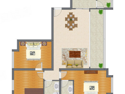 2室2厅 126.00平米户型图