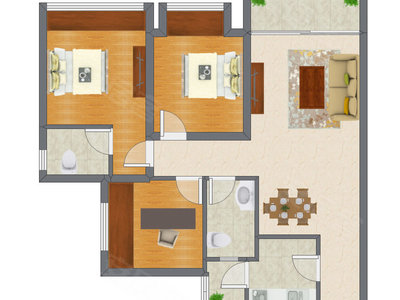 3室2厅 87.62平米