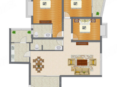 3室2厅 148.63平米户型图