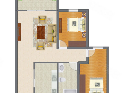 2室1厅 69.81平米户型图