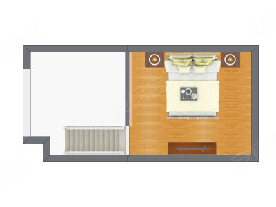 1室2厅 36.89平米户型图