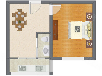 1室1厅 45.71平米户型图