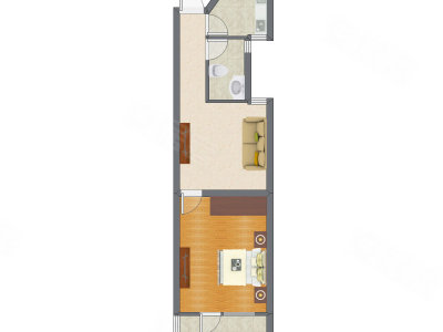1室1厅 60.76平米户型图