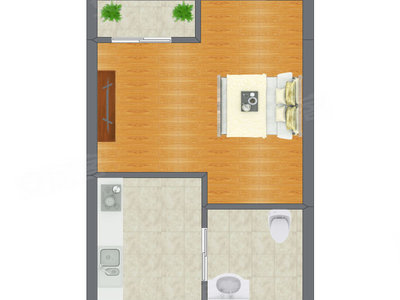1室1厅 27.50平米