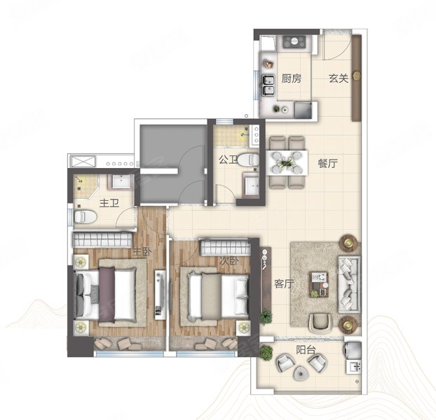 亚运城天珑组团南向精装三房视野开阔可看江景