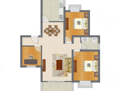 3室2厅 103.78平米