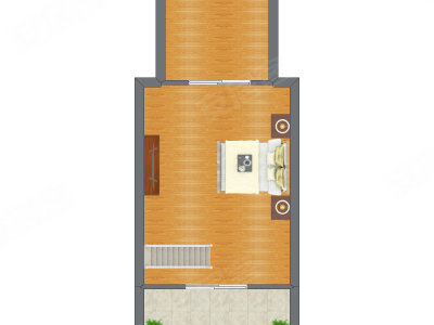 1室2厅 53.74平米户型图
