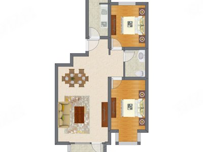 2室2厅 87.29平米