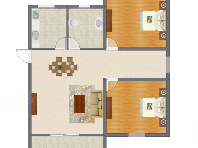 2室2厅 104.00平米