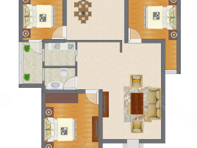 3室2厅 72.11平米