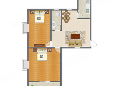 2室2厅 87.59平米