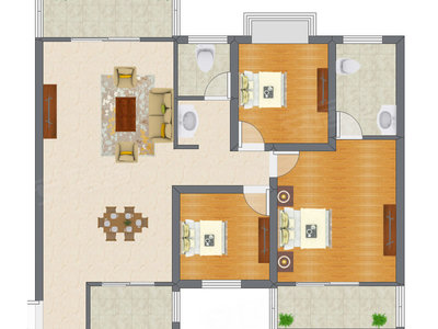 3室2厅 128.78平米