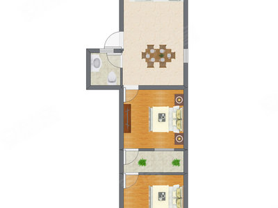 2室1厅 45.57平米
