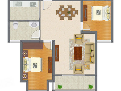 2室2厅 83.90平米