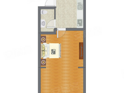 1室1厅 64.00平米