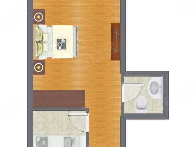 1室0厅 38.62平米户型图