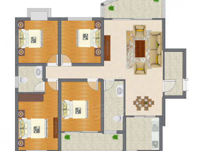 4室2厅 113.55平米