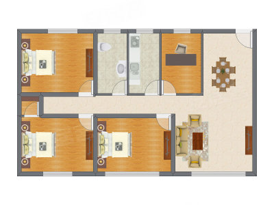 4室2厅 90.49平米