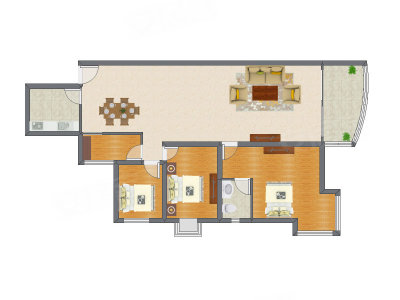 3室2厅 144.36平米户型图