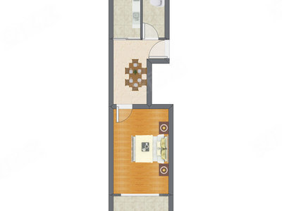 1室1厅 42.60平米户型图