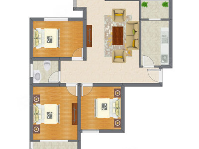 3室1厅 116.38平米
