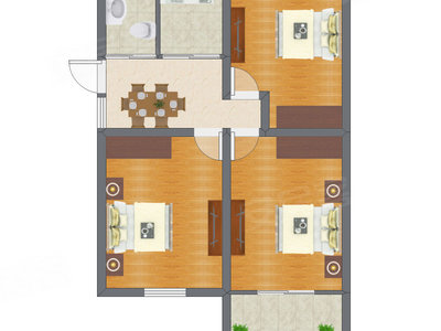 3室1厅 56.35平米