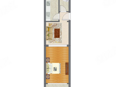 1室1厅 52.85平米户型图