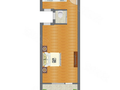 1室0厅 45.40平米户型图