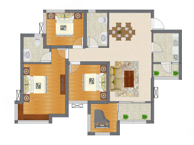 3室2厅 98.03平米
