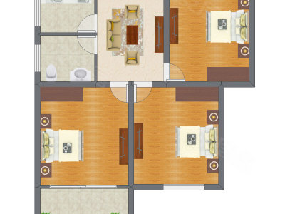 3室1厅 72.47平米