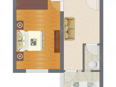 1室1厅 43.79平米户型图