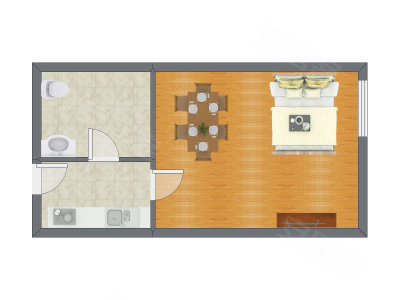 1室0厅 34.34平米户型图