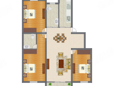3室2厅 116.20平米户型图