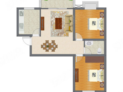 2室2厅 81.46平米户型图