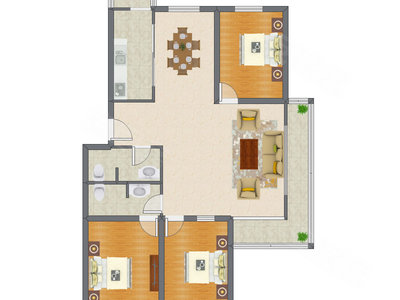 3室2厅 146.71平米户型图