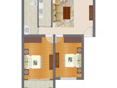 2室1厅 85.06平米户型图
