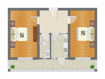 2室1厅 65.24平米