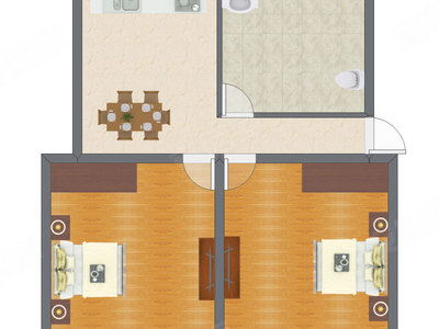 2室1厅 66.07平米户型图