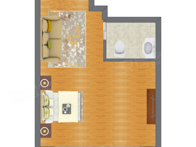1室0厅 34.86平米户型图
