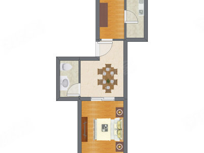 1室1厅 41.42平米户型图