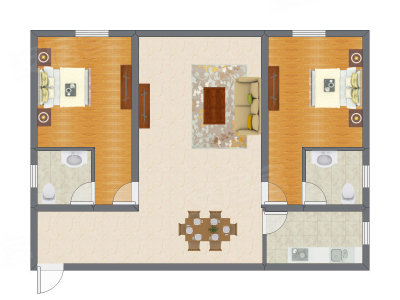 2室1厅 98.00平米