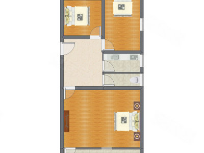 3室1厅 65.00平米