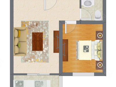 1室1厅 50.26平米户型图