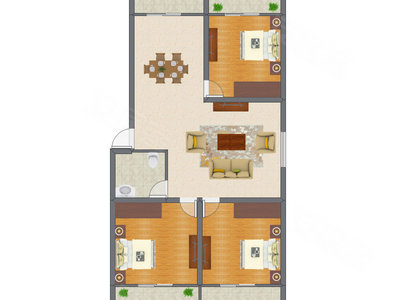 3室1厅 151.00平米