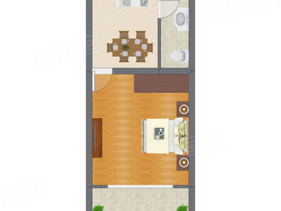 1室1厅 39.50平米
