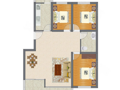 3室2厅 97.73平米