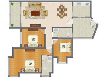 3室2厅 121.60平米
