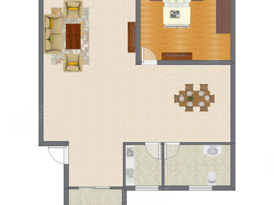 1室1厅 65.02平米户型图