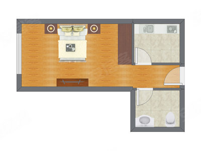 1室0厅 44.29平米户型图