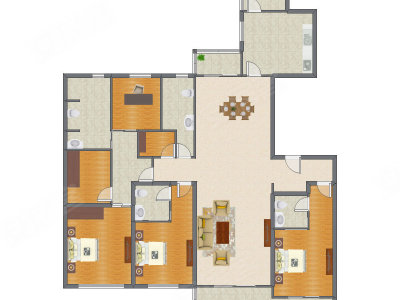 3室2厅 284.43平米户型图